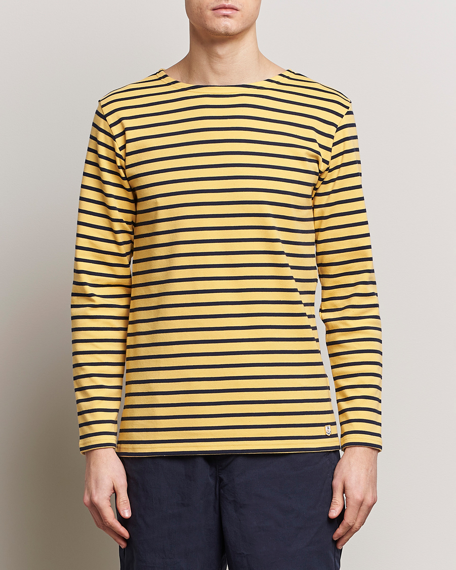 Herren | Kleidung | Armor-lux | Houat Héritage Stripe Long Sleeve T-Shirt Yellow/Marine