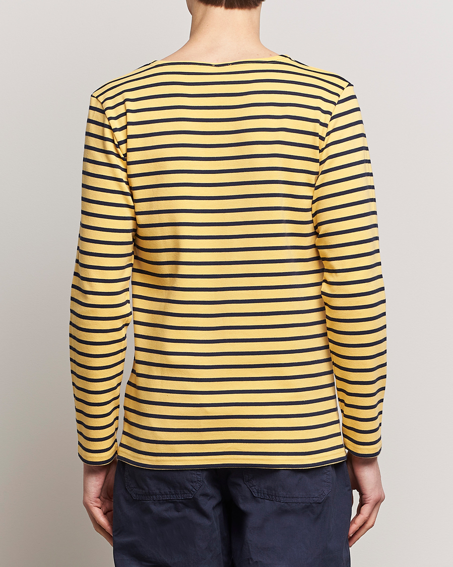 Herren | T-Shirts | Armor-lux | Houat Héritage Stripe Long Sleeve T-Shirt Yellow/Marine