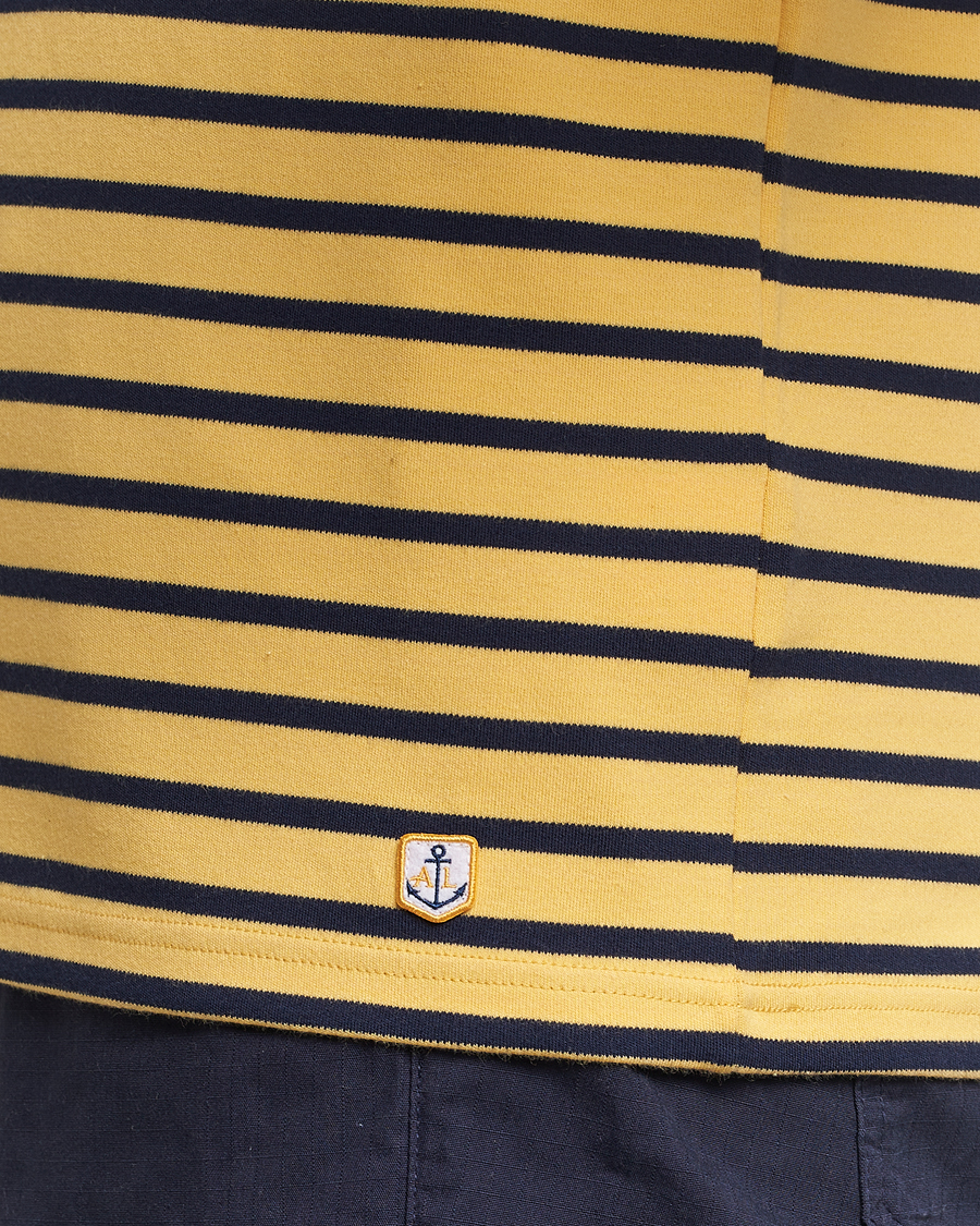 Herren | T-Shirts | Armor-lux | Houat Héritage Stripe Long Sleeve T-Shirt Yellow/Marine