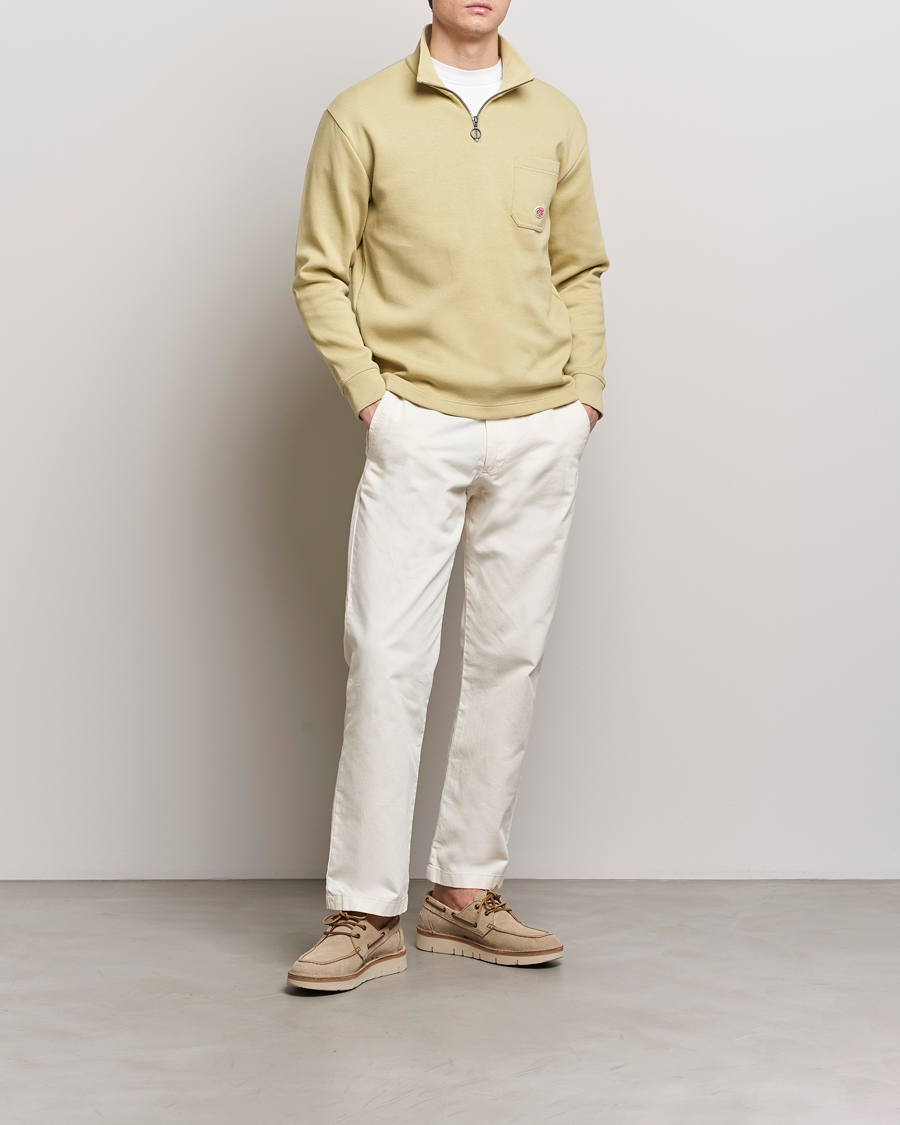 Herren | Pullover | Armor-lux | Camionneur Cotton Half Zip Sweater Pale Olive