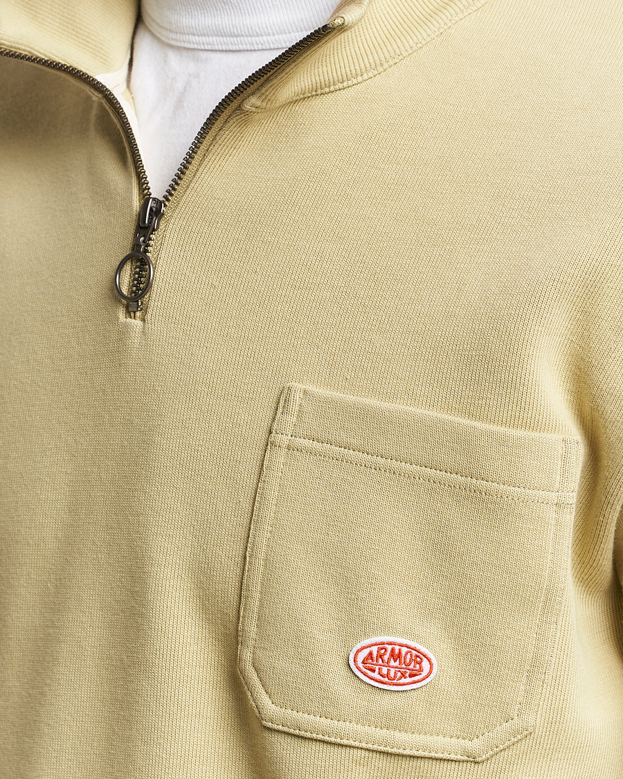 Herren | Pullover | Armor-lux | Camionneur Cotton Half Zip Sweater Pale Olive