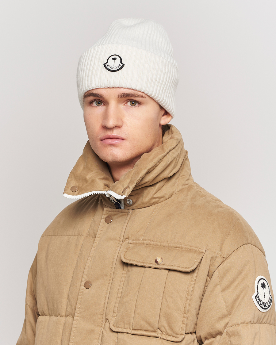 Herren | Moncler Genius Rib Knit Beanie Off White | Moncler Genius | Rib Knit Beanie Off White