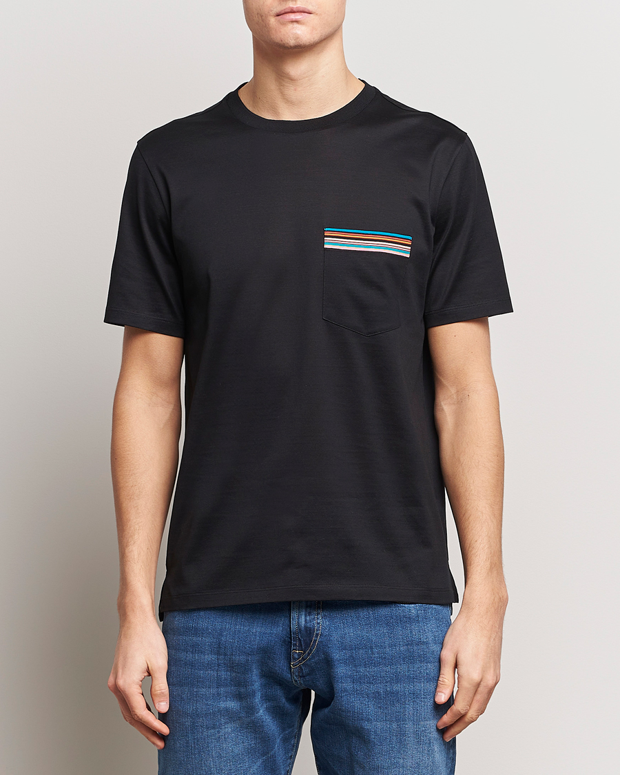 Herren | Schwartze t-shirts | Paul Smith | Striped Pocket Crew Neck T-Shirt Black