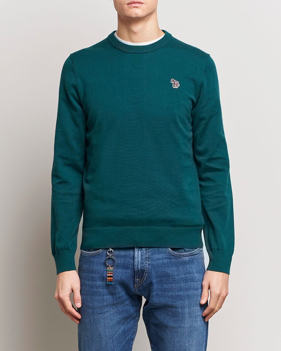 Herren | Paul Smith | PS Paul Smith | Zebra Cotton Knitted Sweater Dark Green