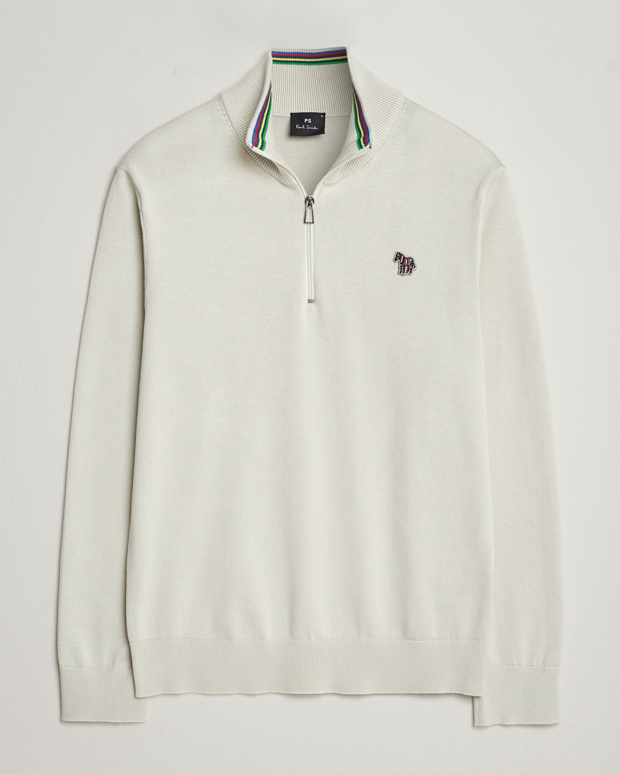 Herren | Pullover | PS Paul Smith | Zebra Cotton Knitted Half Zip Washed Grey