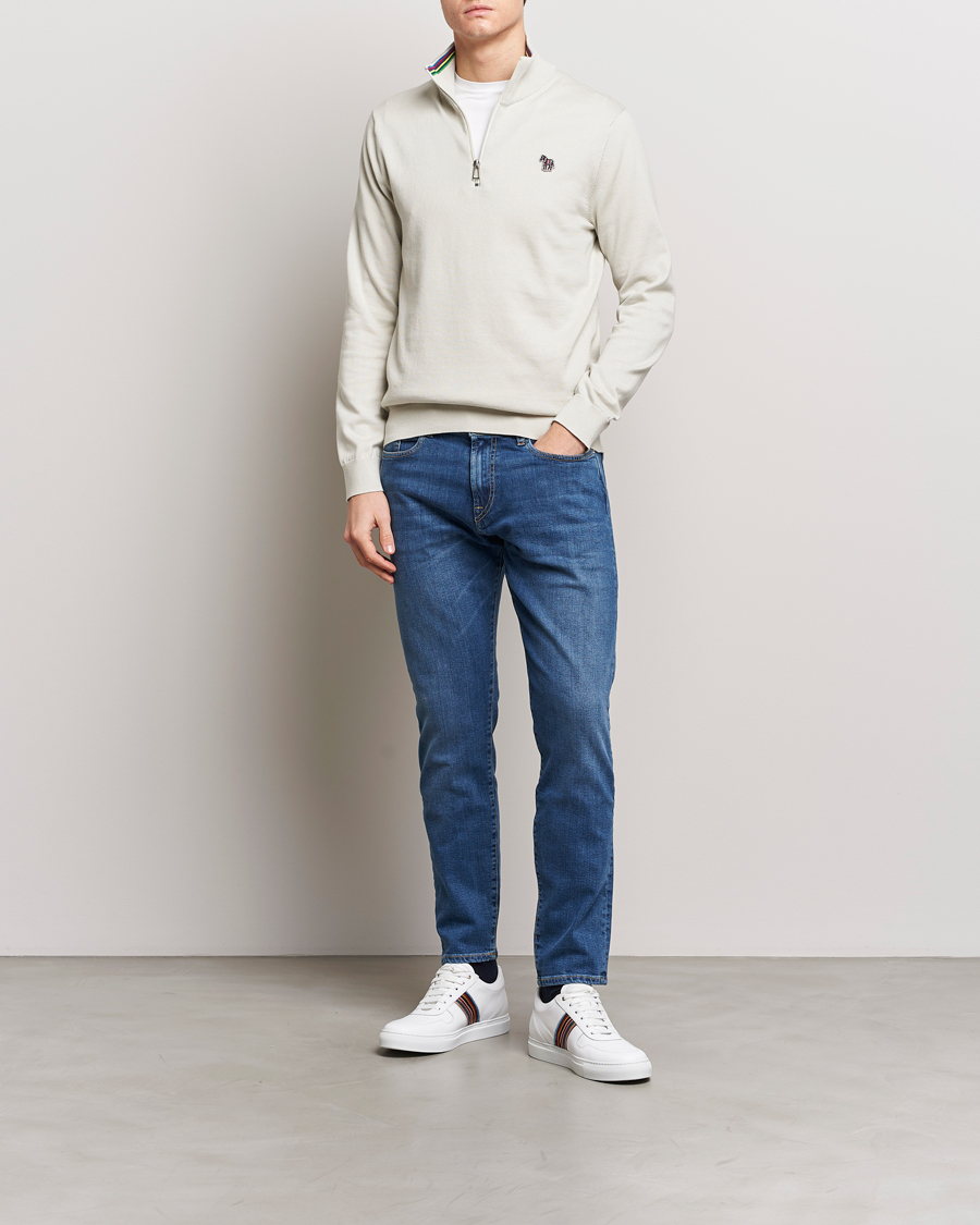 Herren | Pullover | PS Paul Smith | Zebra Cotton Knitted Half Zip Washed Grey