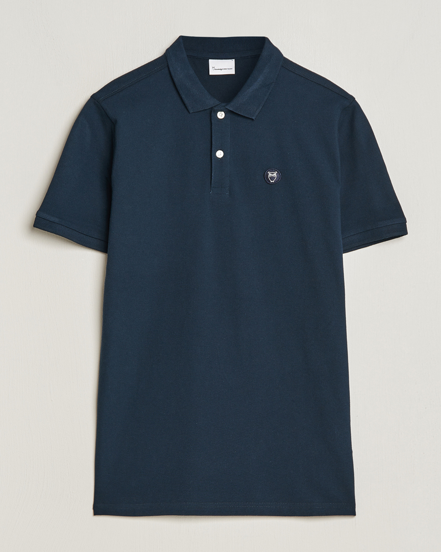 Herren | Poloshirts | KnowledgeCotton Apparel | Toke Badge Polo Total Eclipse