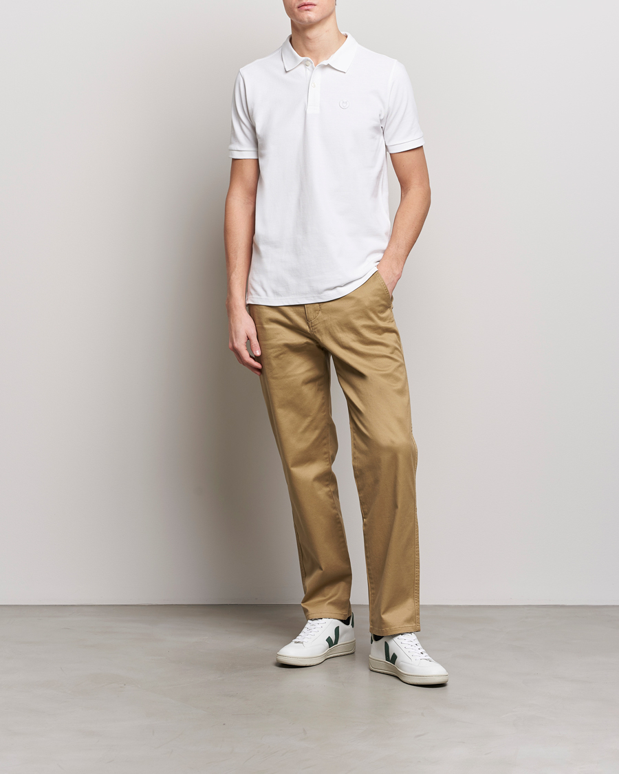 Herren | Poloshirts | KnowledgeCotton Apparel | Toke Badge Polo Bright White