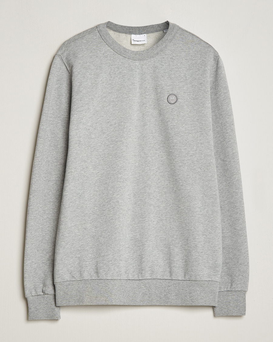 Herren | Pullover | KnowledgeCotton Apparel | Erik Badge Sweatshirt Grey Melange