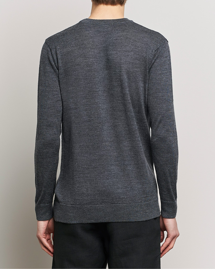 Herren | Pullover | KnowledgeCotton Apparel | Regular Merino Knit Crew Neck Dark Grey Melange