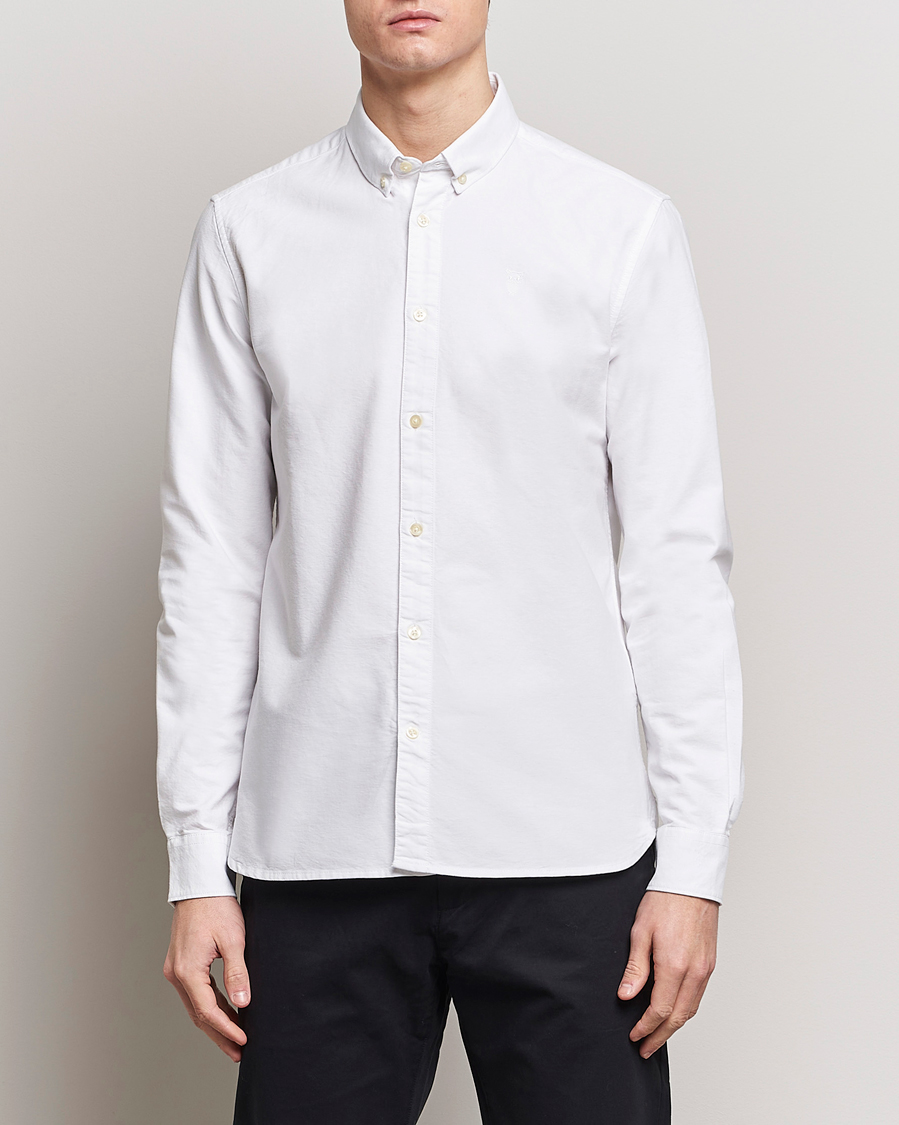 Herren | Oxfordhemden | KnowledgeCotton Apparel | Harald Small Owl Regular Oxford Shirt Bright White