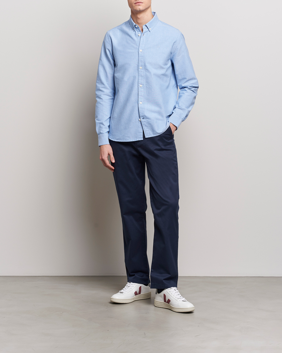 Herren | Hemden | KnowledgeCotton Apparel | Harald Small Owl Regular Oxford Shirt Lapis Blue