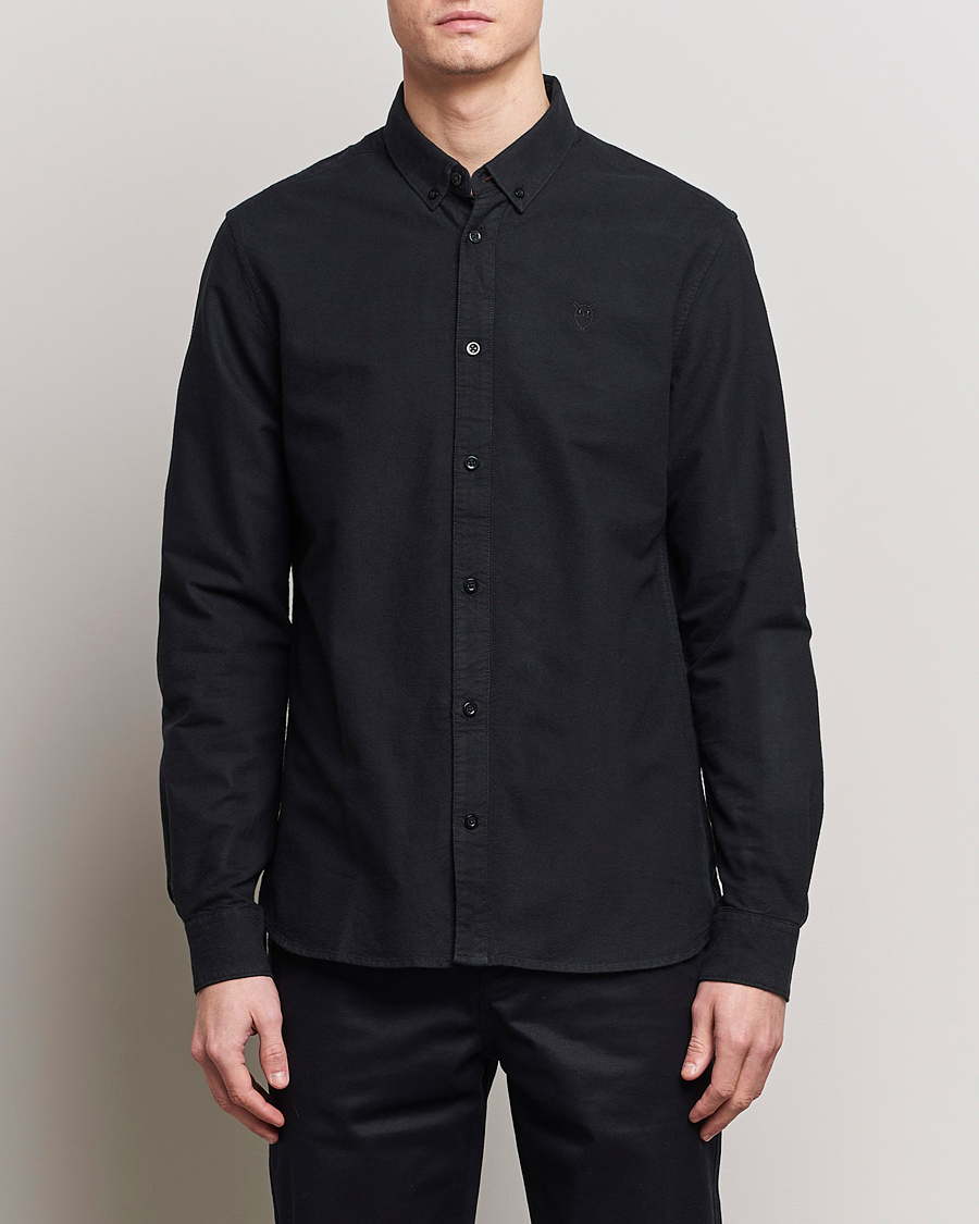 Herren | Kleidung | KnowledgeCotton Apparel | Harald Small Owl Regular Oxford Shirt Jet Black