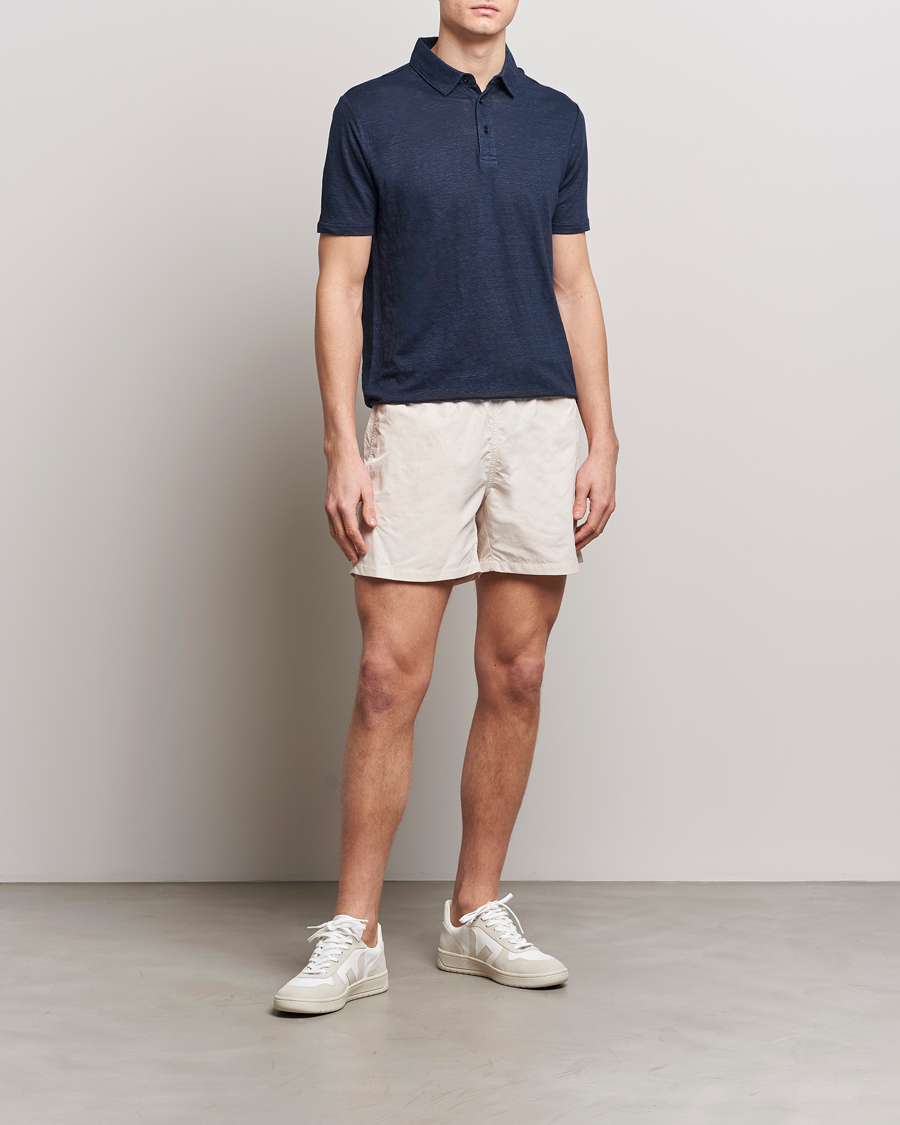 Herren | Poloshirts | KnowledgeCotton Apparel | Regular Linen Polo Total Eclipse