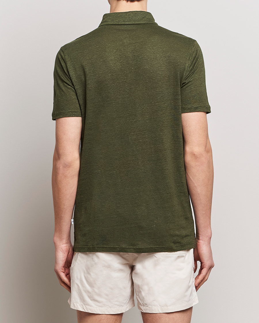 Herren | Poloshirts | KnowledgeCotton Apparel | Regular Linen Polo Forest Night