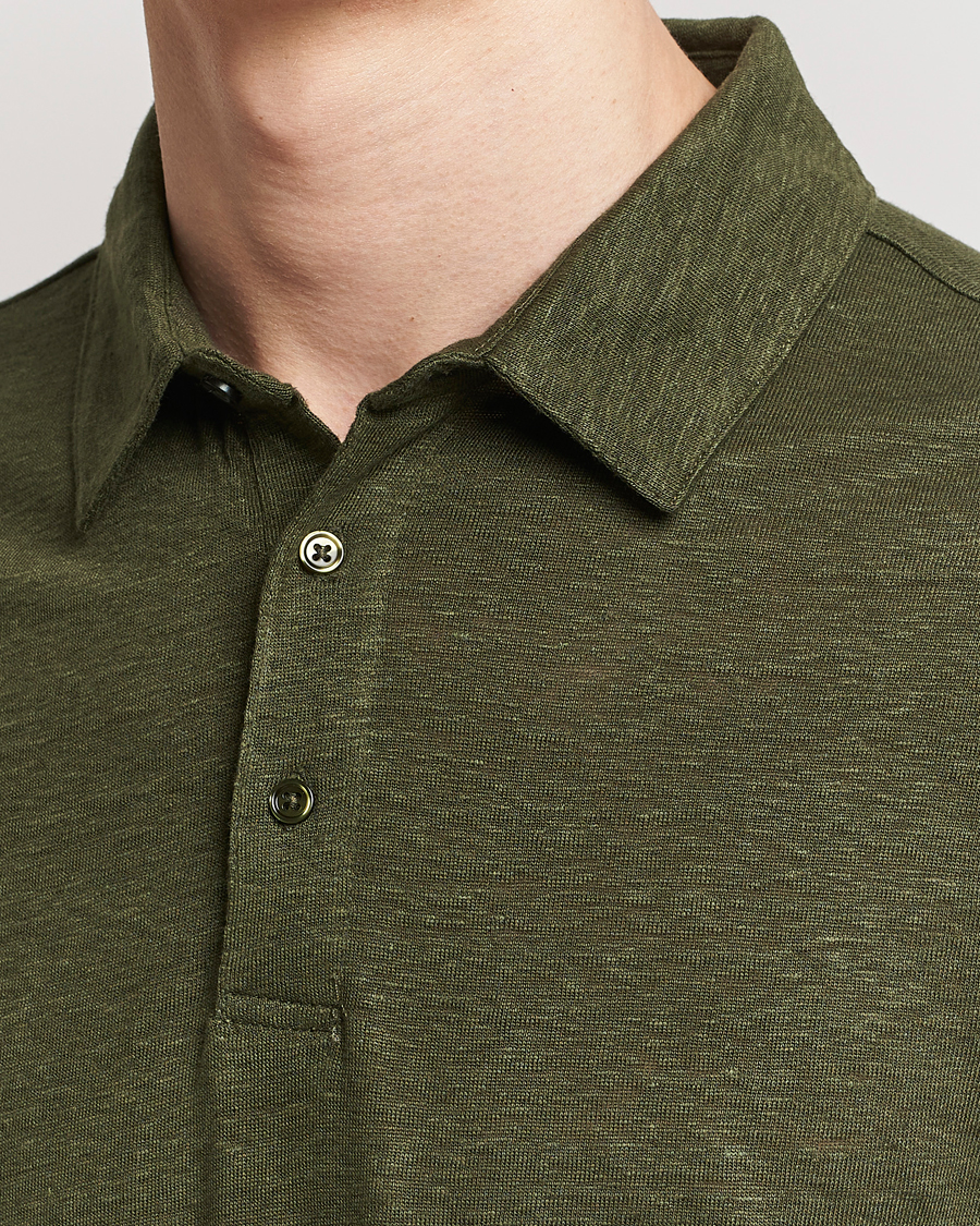 Herren | Poloshirts | KnowledgeCotton Apparel | Regular Linen Polo Forest Night