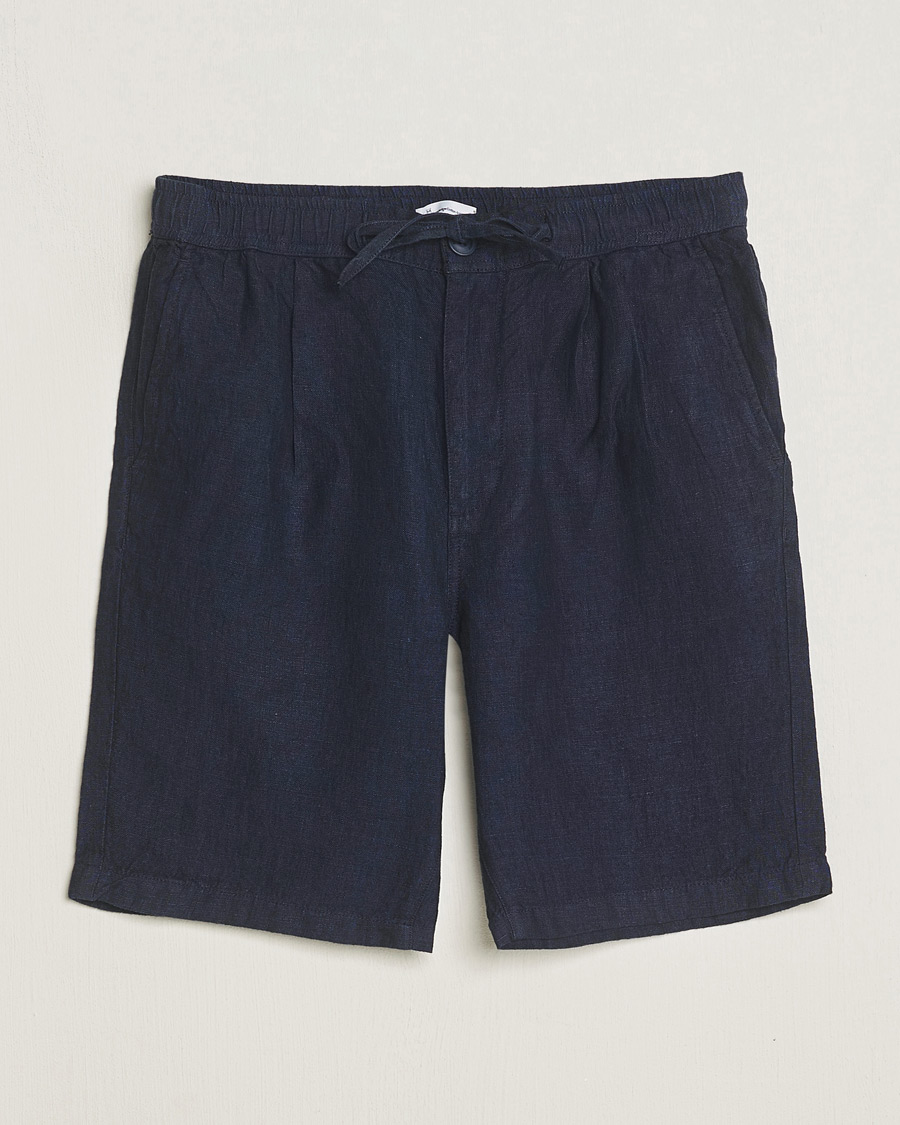 Herren | Shorts | KnowledgeCotton Apparel | Loose Linen Shorts Total Eclipse