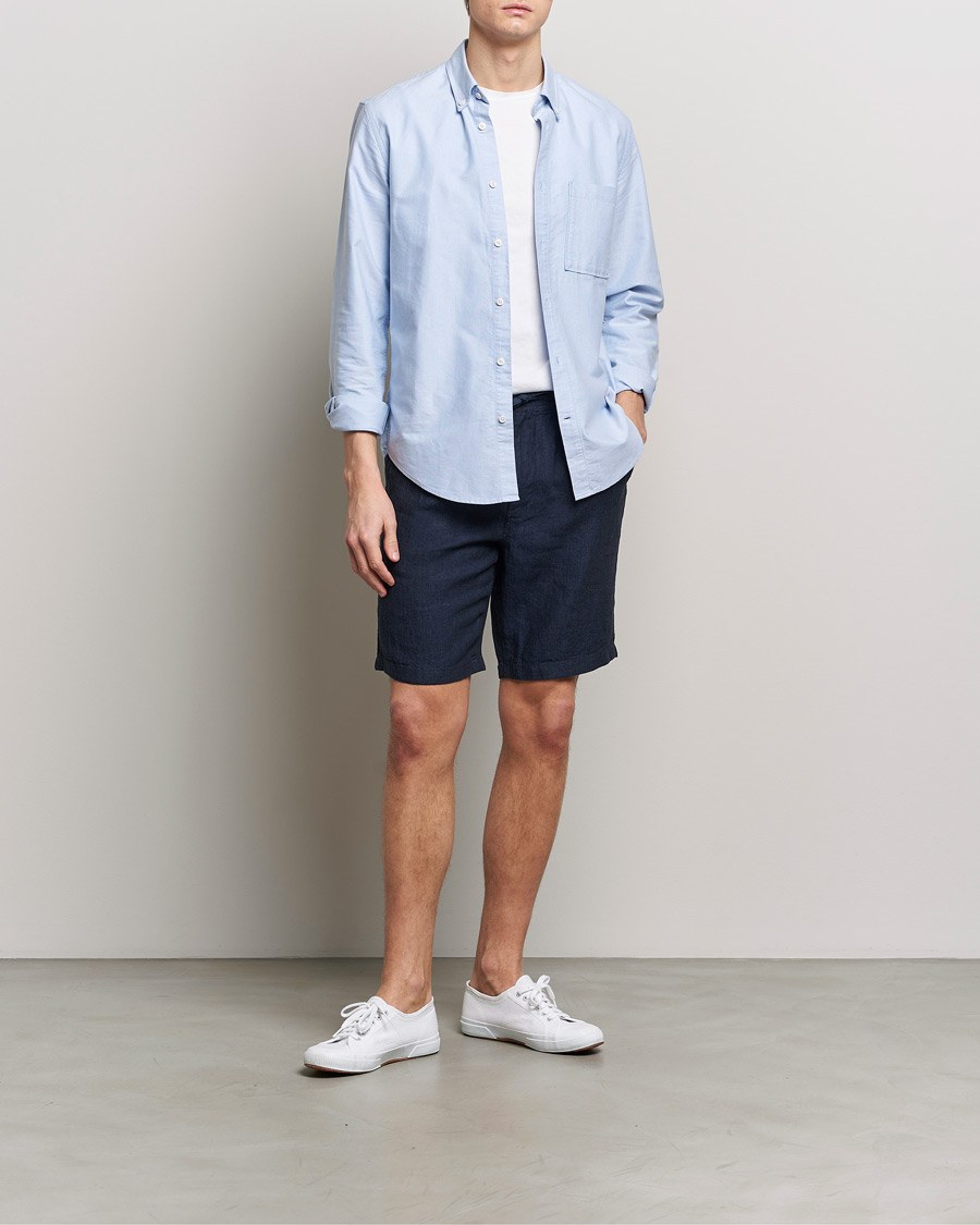 Herren | Shorts | KnowledgeCotton Apparel | Loose Linen Shorts Total Eclipse