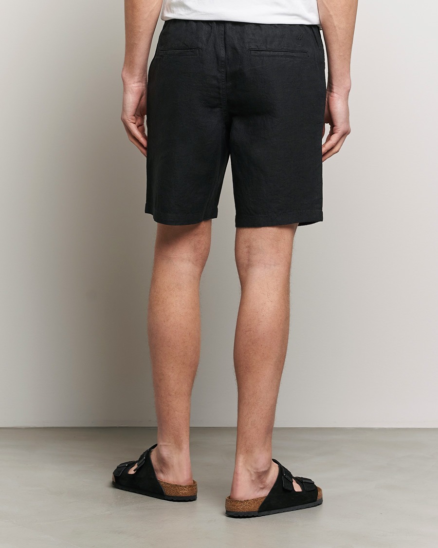 Herren | Shorts | KnowledgeCotton Apparel | Loose Linen Shorts Jet Black