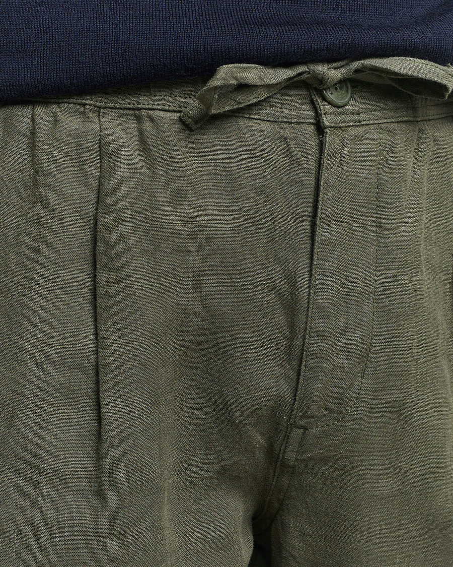 Herren | Hosen | KnowledgeCotton Apparel | Loose Linen Pants Burnt Olive