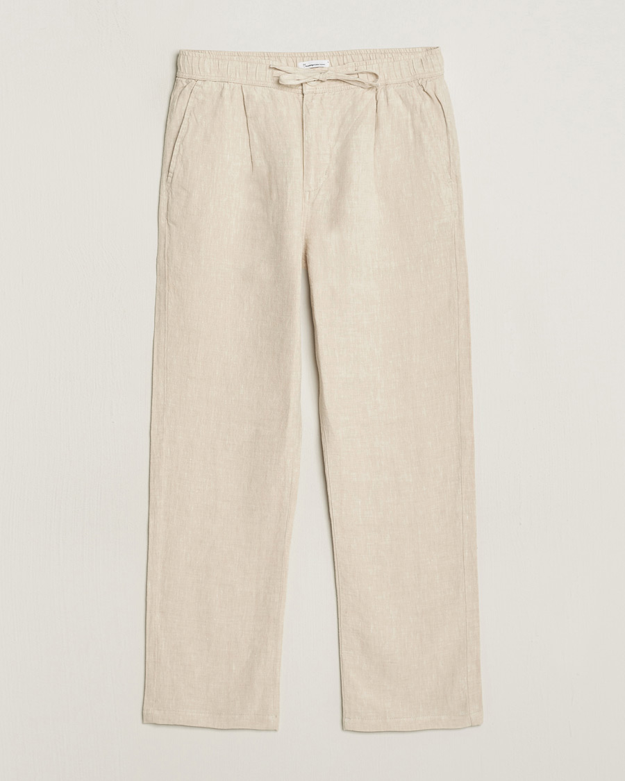 Herren | Hosen | KnowledgeCotton Apparel | Loose Linen Pants Light Feather Grey