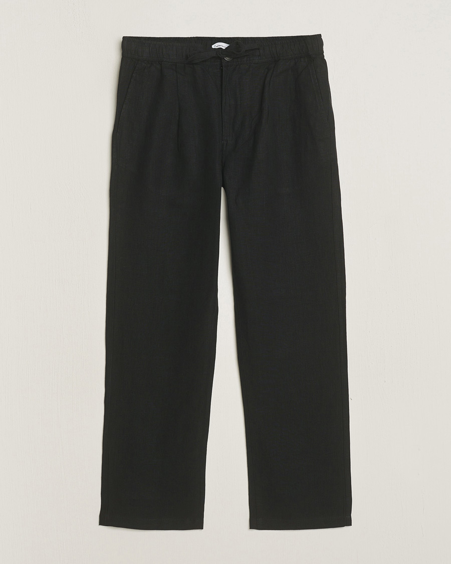 Herren | Hosen | KnowledgeCotton Apparel | Loose Linen Pants Black