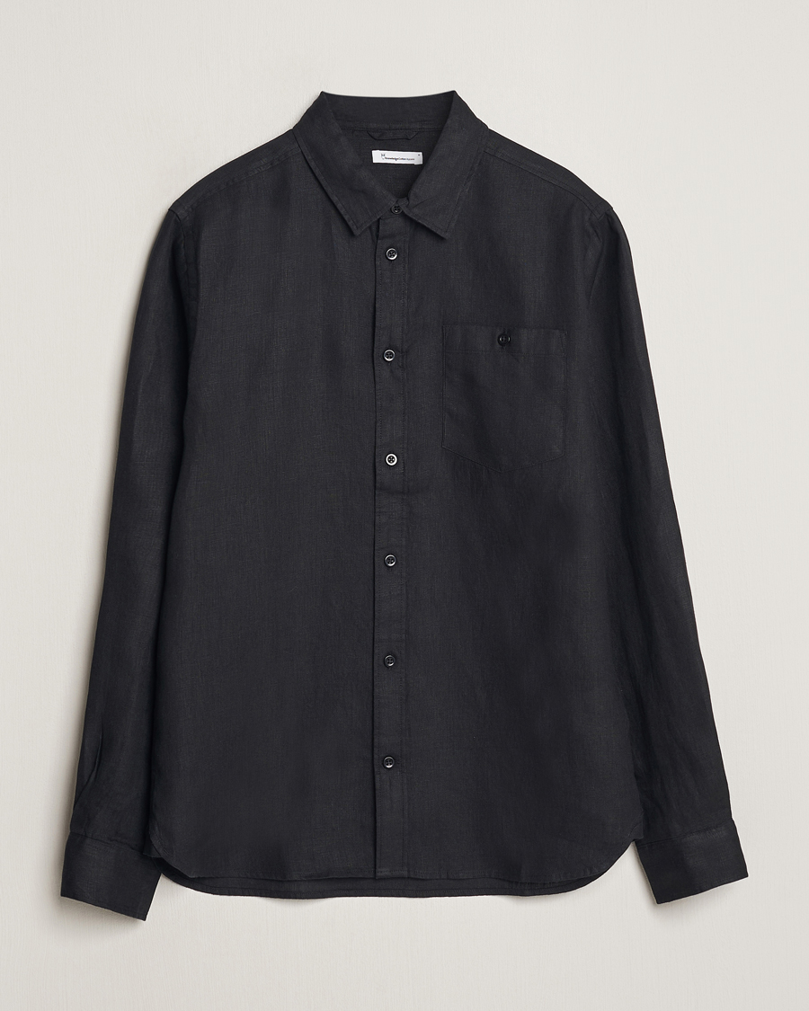 Herren | Hemden | KnowledgeCotton Apparel | Regular Linen Shirt Black