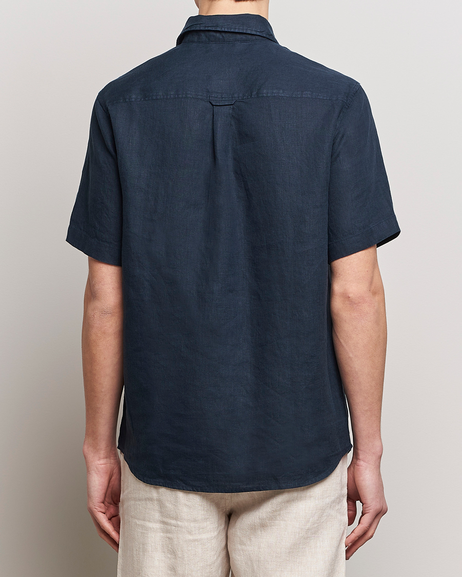 Herren | Hemden | KnowledgeCotton Apparel | Regular Short Sleeve Linen Shirt Total Eclipse