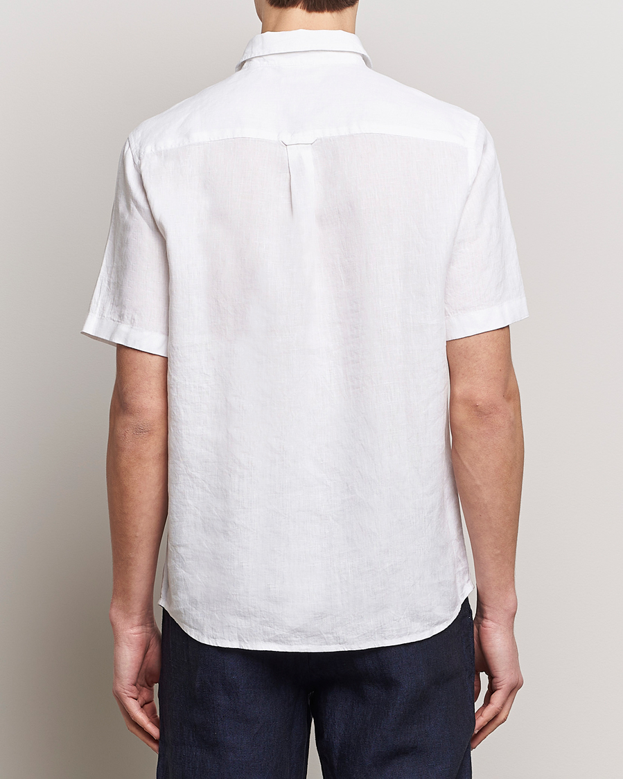 Herren | Hemden | KnowledgeCotton Apparel | Regular Short Sleeve Linen Shirt Bright White