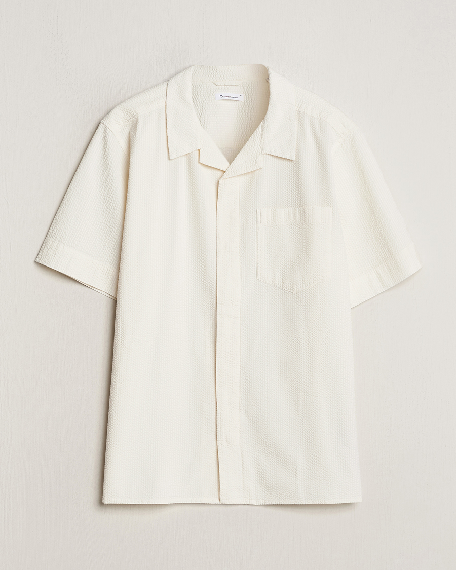 Herren | Hemden | KnowledgeCotton Apparel | Short Sleeve Seersucker Shirt Egret