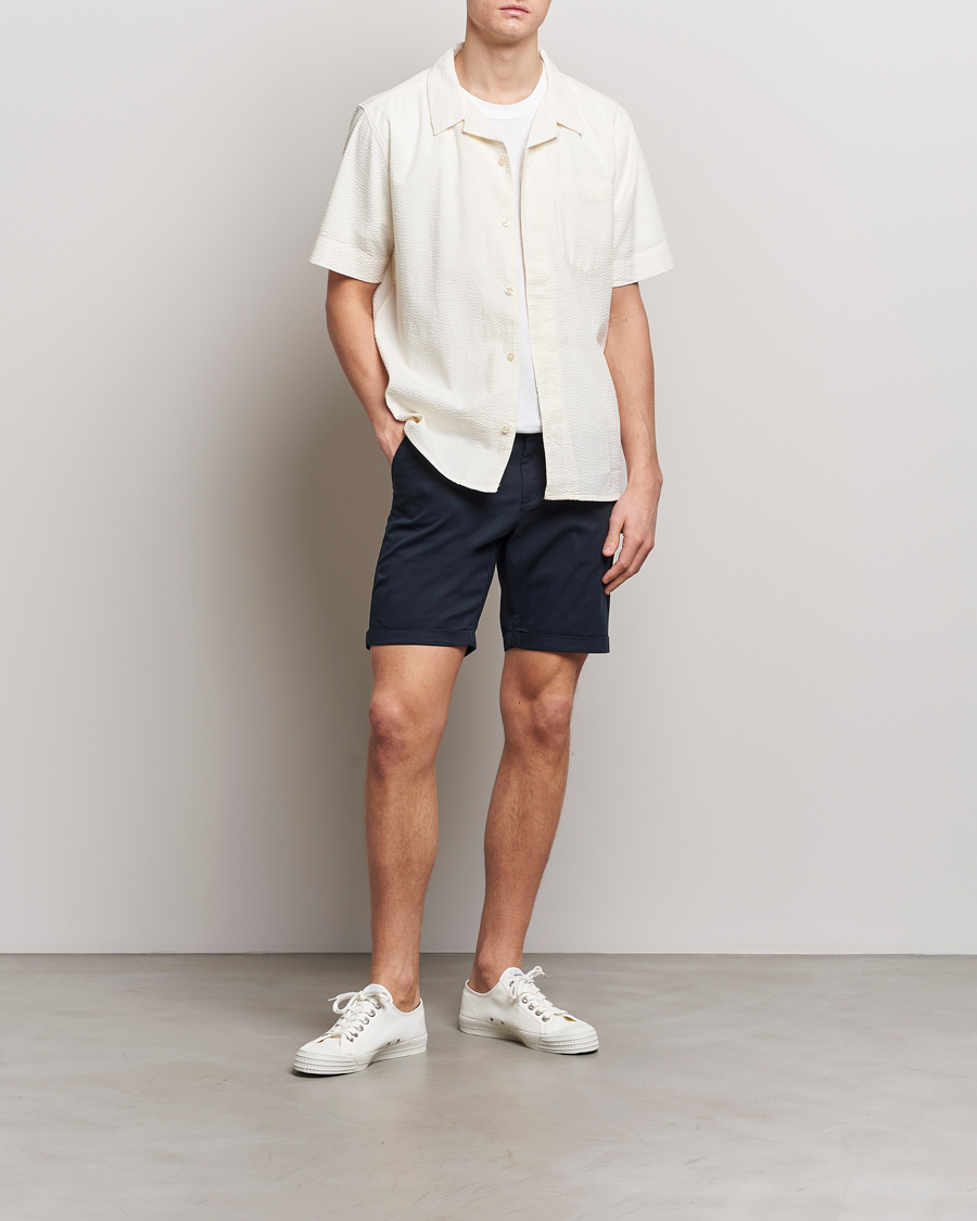 Herren | Hemden | KnowledgeCotton Apparel | Short Sleeve Seersucker Shirt Egret