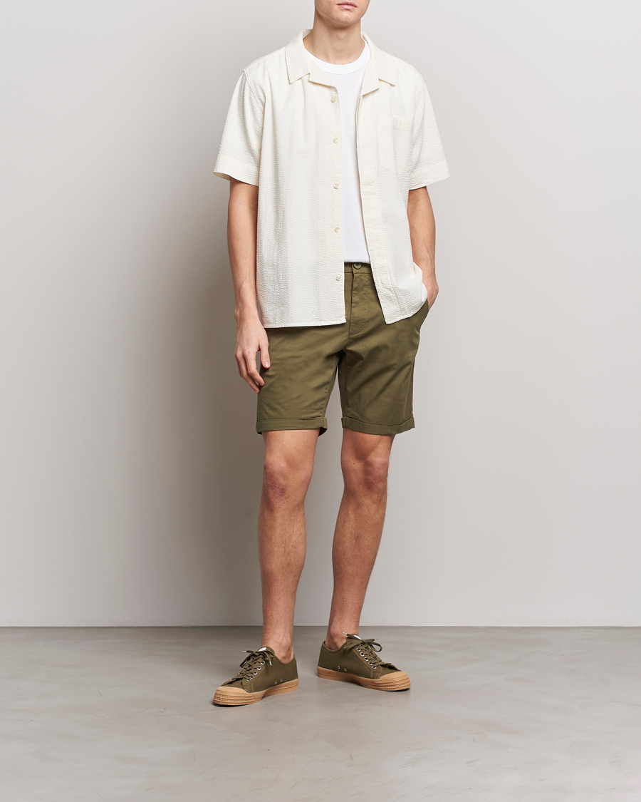 Herren | Shorts | KnowledgeCotton Apparel | Regular Chino Poplin Shorts Burned Olive