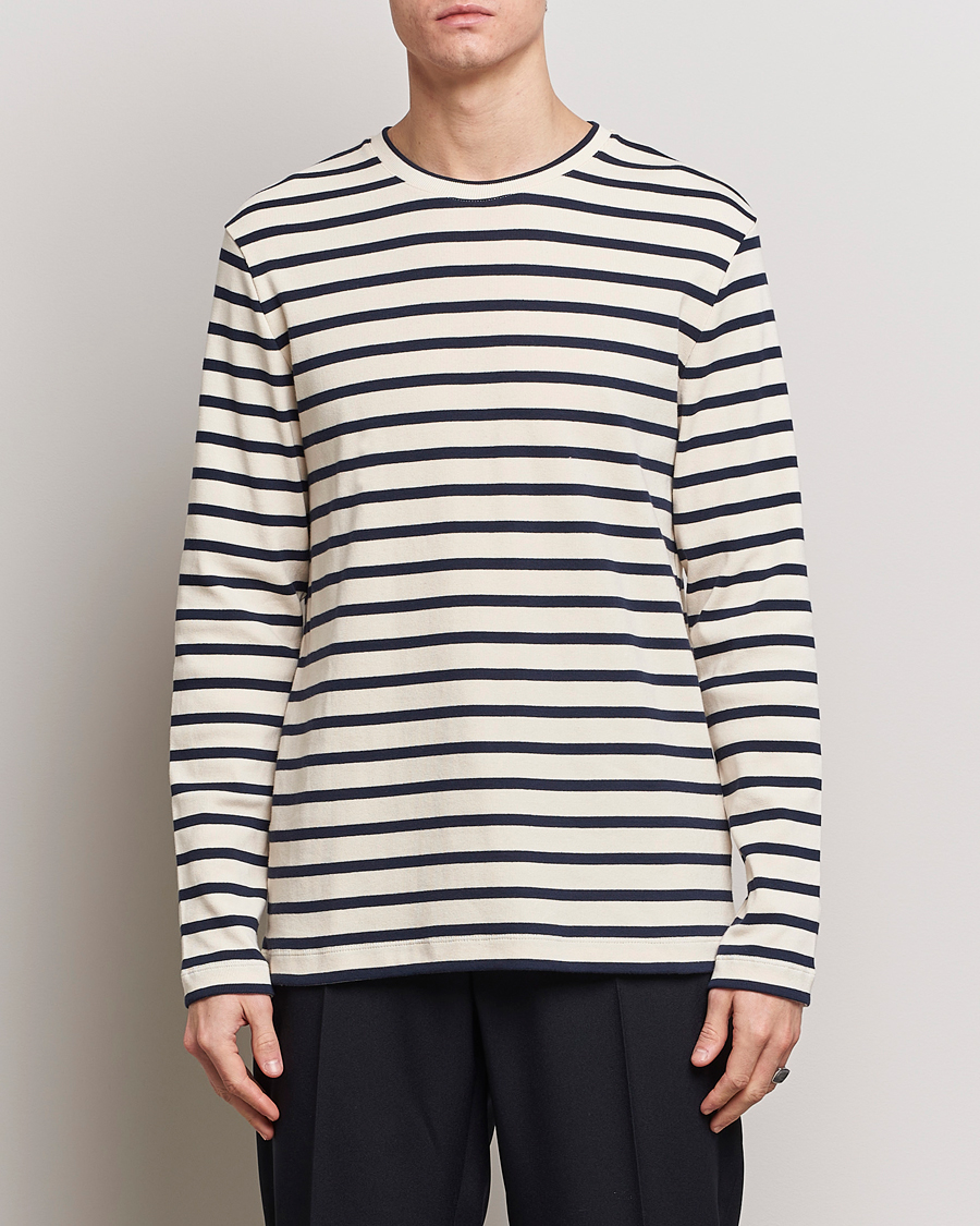 Herren | Langarm T-Shirt | Jil Sander | Long Sleeve Rib Cotton T-Shirt Marine Stripes
