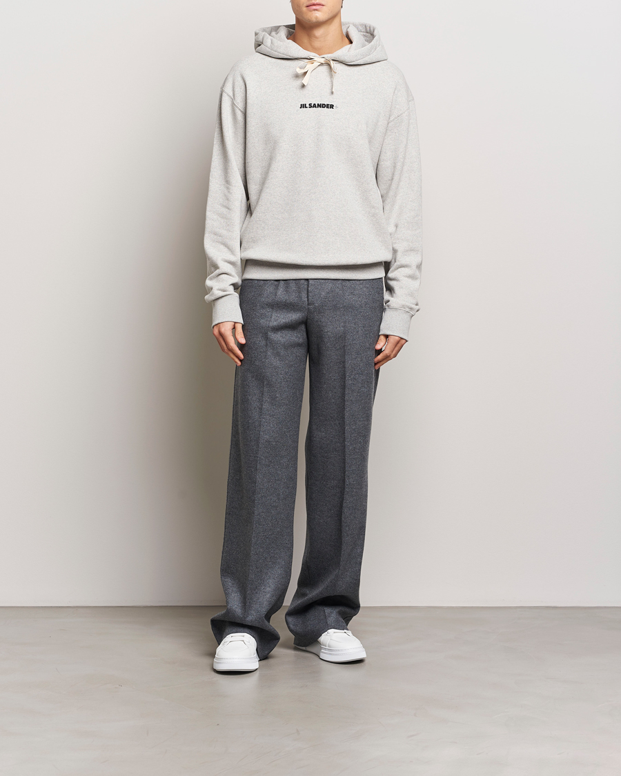 Herren | Pullover | Jil Sander | Small Logo Cotton Hoodie Light Grey