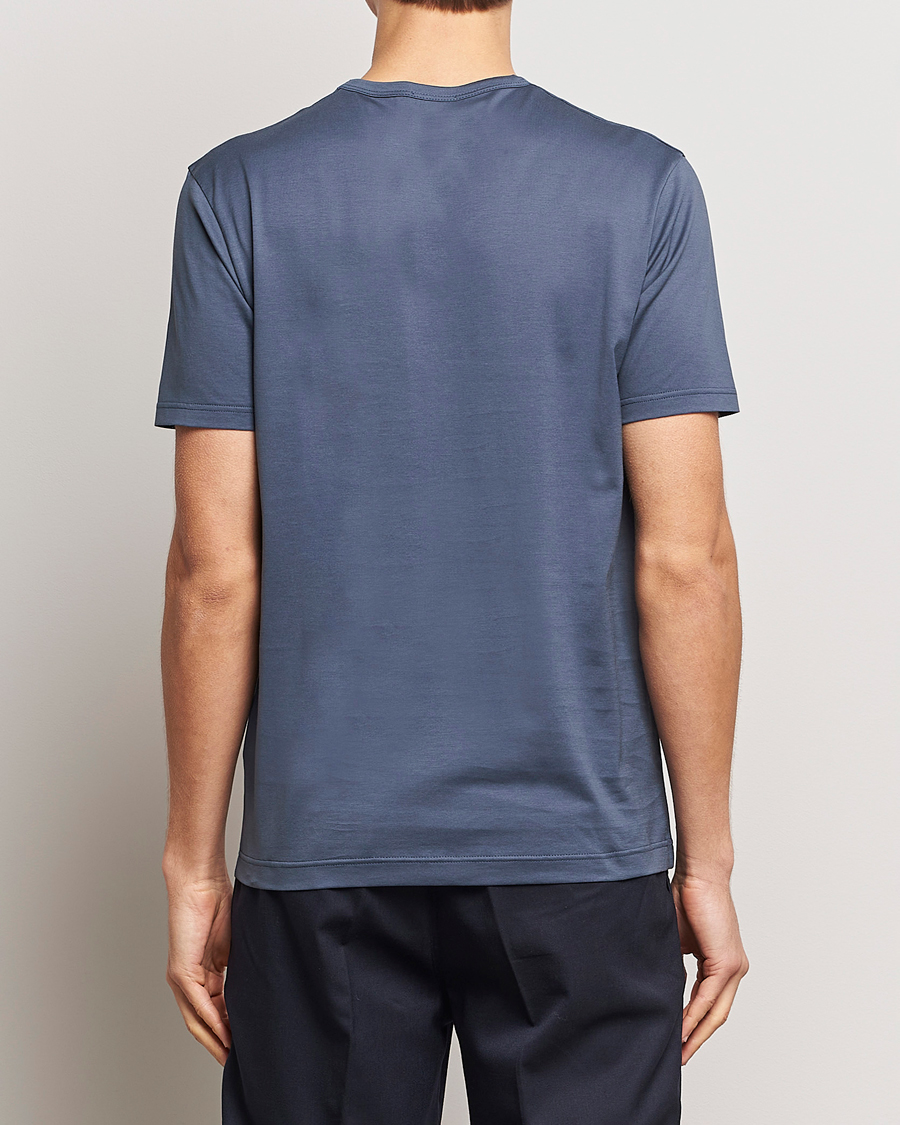 Herren | T-Shirts | Sunspel | Crew Neck Q82 Cotton T-Shirt Slate Blue