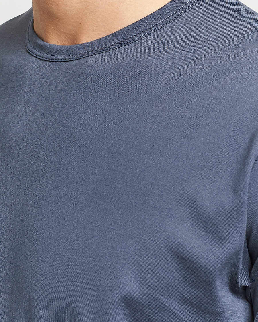 Herren | T-Shirts | Sunspel | Crew Neck Q82 Cotton T-Shirt Slate Blue