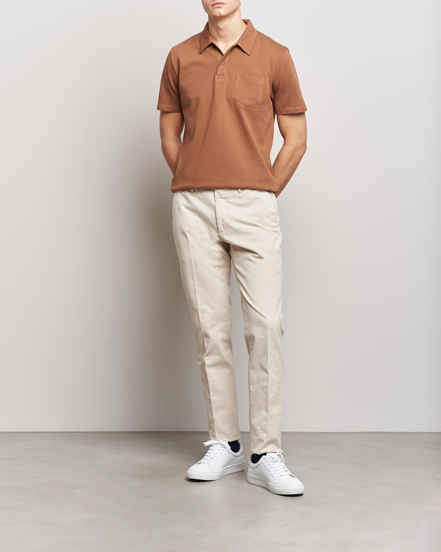 Herren | Poloshirts | Sunspel | Riviera Polo Shirt Dark Camel
