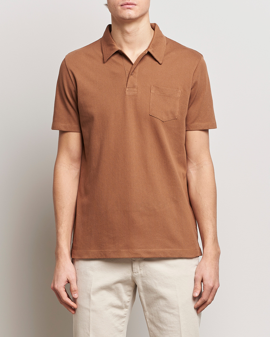 Herren | Poloshirts | Sunspel | Riviera Polo Shirt Dark Camel