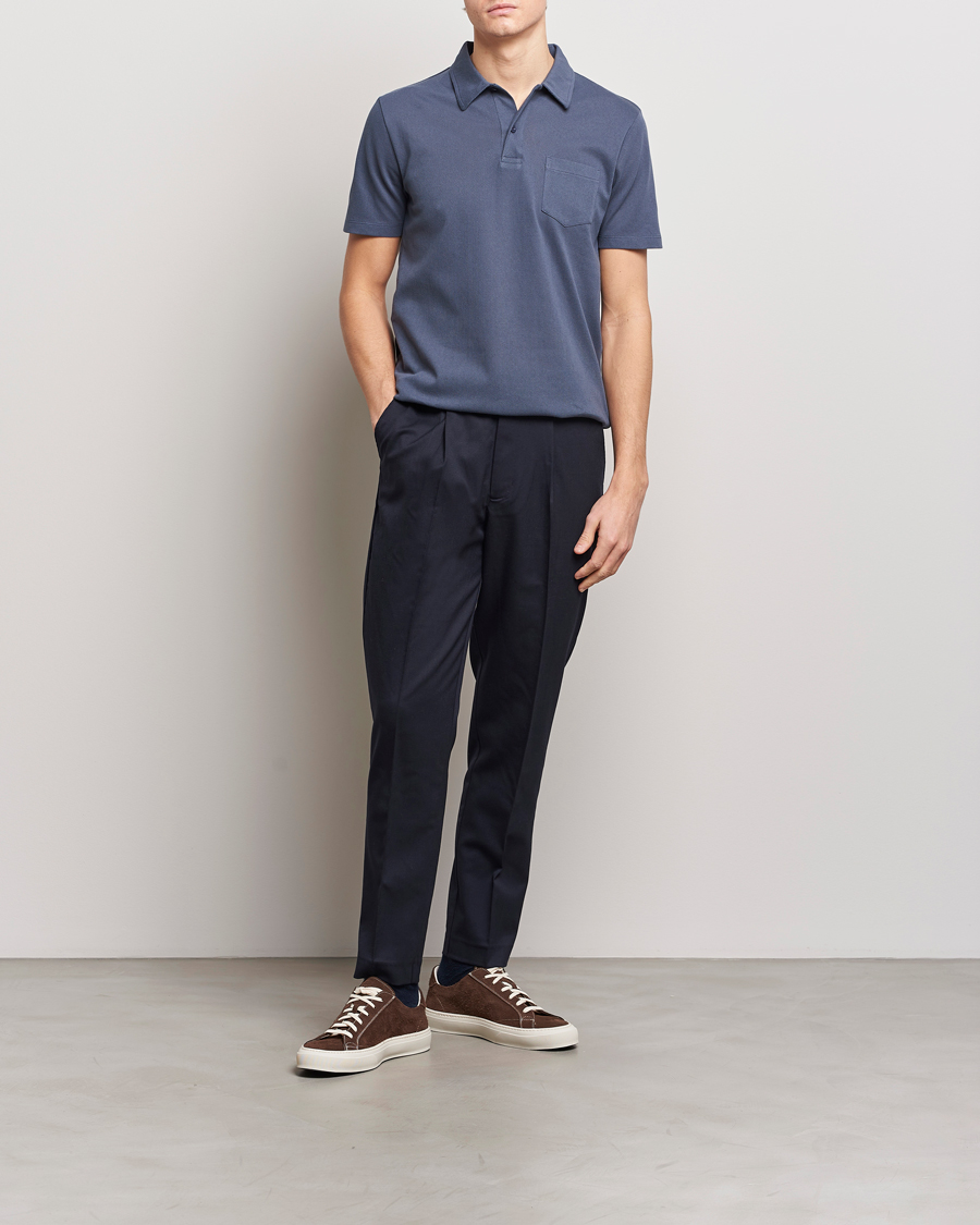 Herren | Poloshirts | Sunspel | Riviera Polo Shirt Slate Blue
