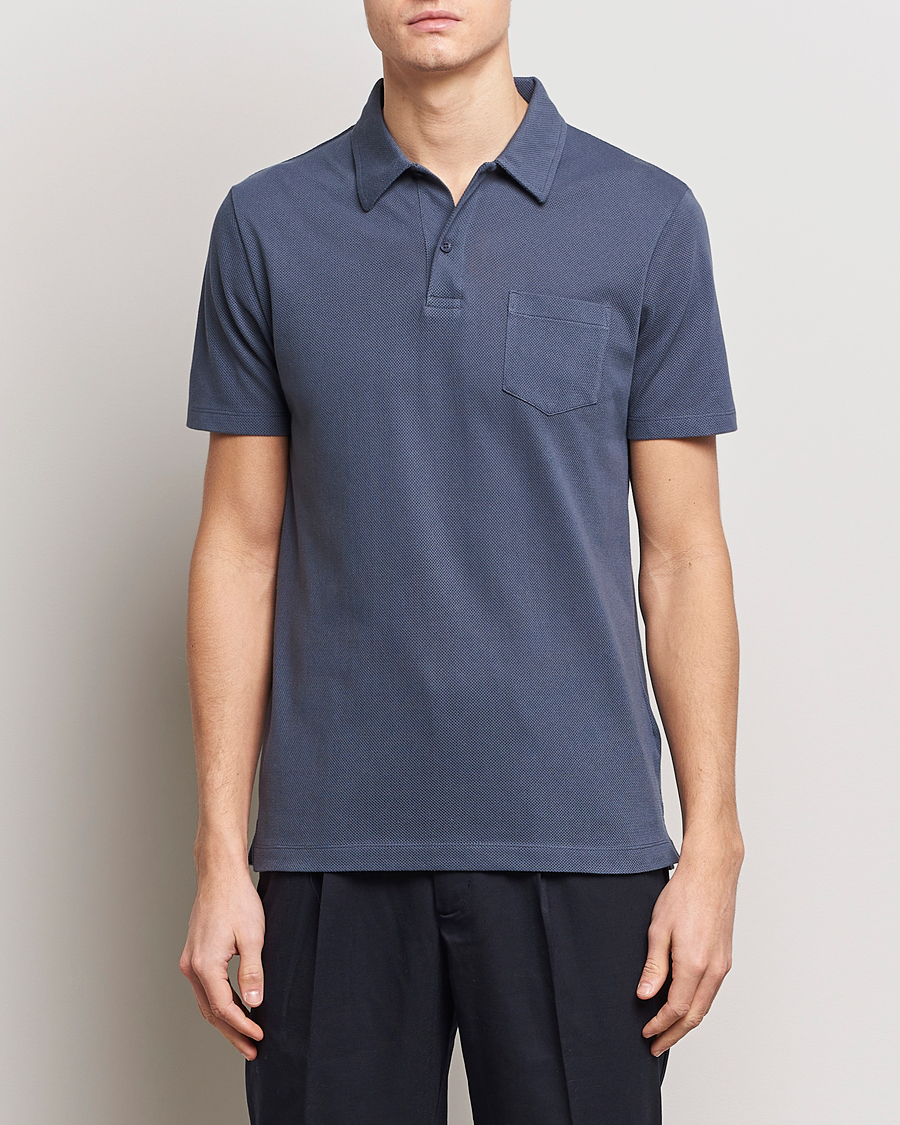 Herren | Kurzarm-Poloshirts | Sunspel | Riviera Polo Shirt Slate Blue