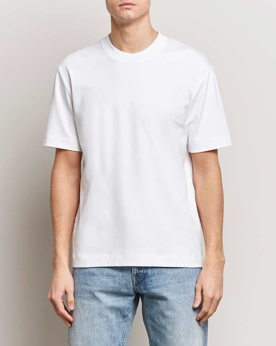 Herren | T-Shirts | Sunspel | Heavyweight Mock Neck T-Shirt White