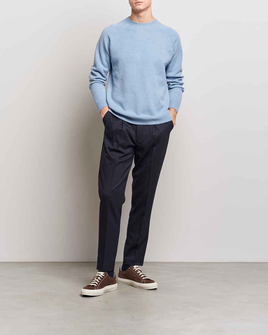 Herren | Pullover | Sunspel | Lambswool Crew Neck Sky Blue