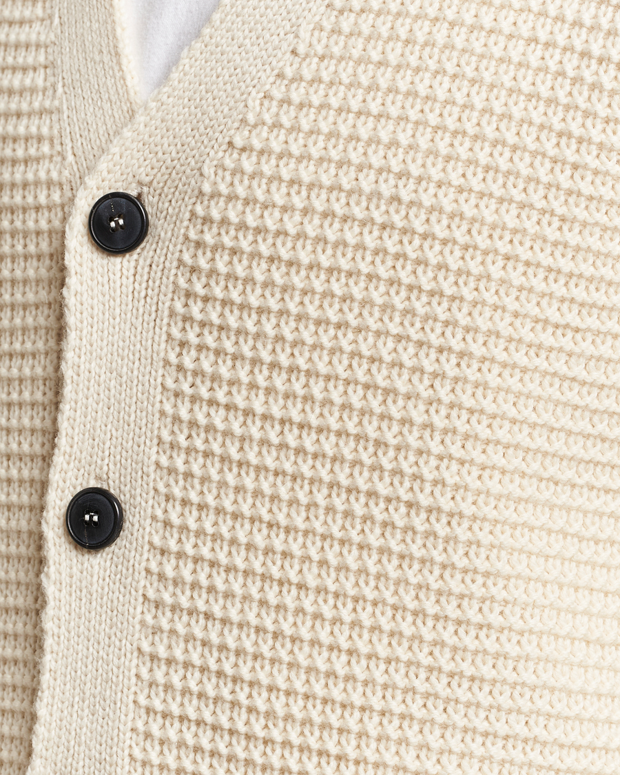 Herren | Pullover | Sunspel | Fisherman Merino Wool Cardigan Ecru