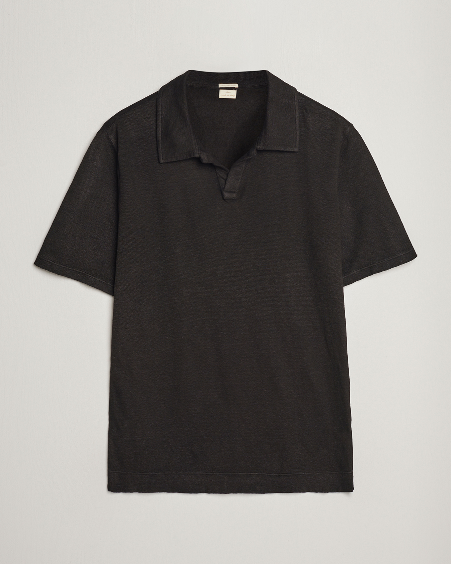 Herren | Poloshirts | Massimo Alba | Aruba Linen Polo Washed Black