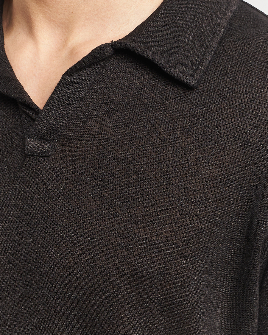 Herren | Poloshirts | Massimo Alba | Aruba Linen Polo Washed Black