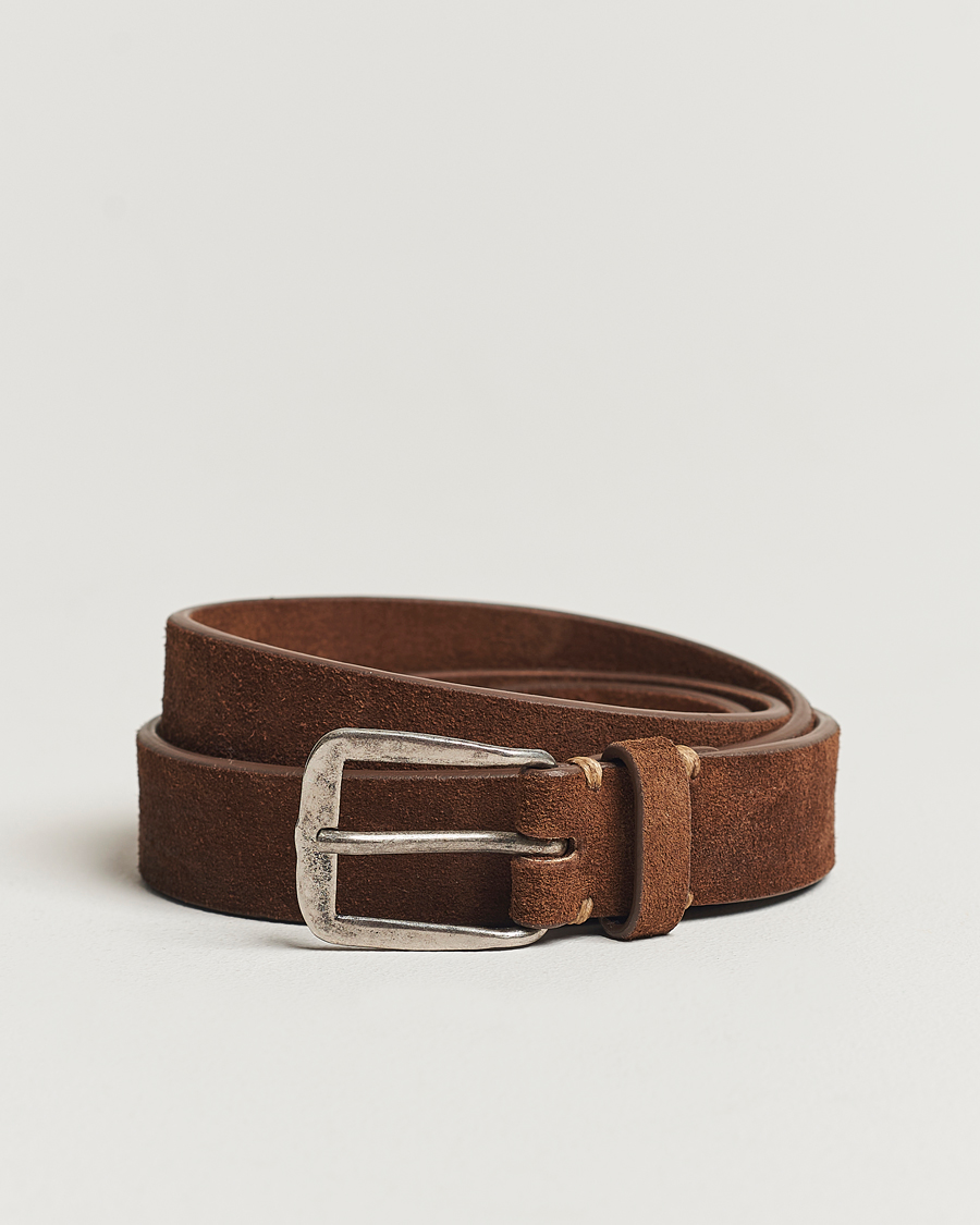 Herren | Gürtel | Massimo Alba | Narrow Suede Belt Dark Brown