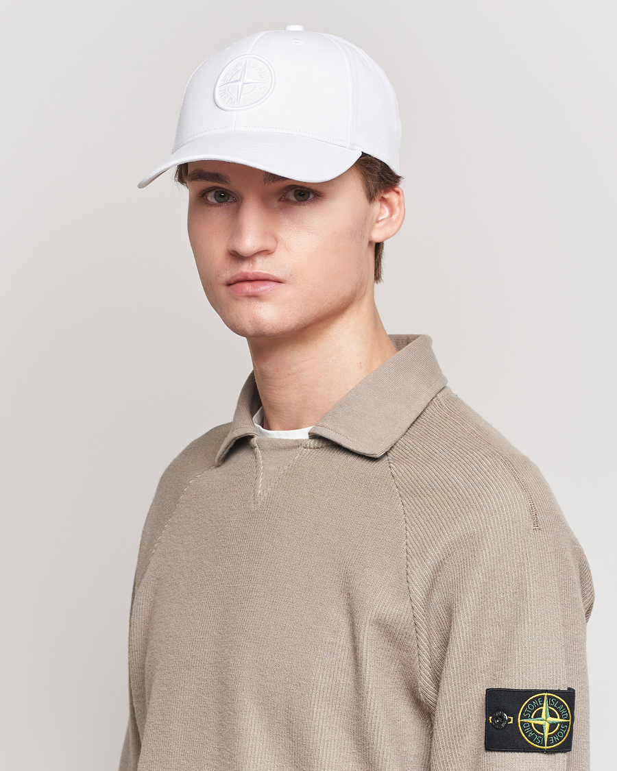 Herren | Stone Island Classic Cotton Cap White | Stone Island | Classic Cotton Cap White