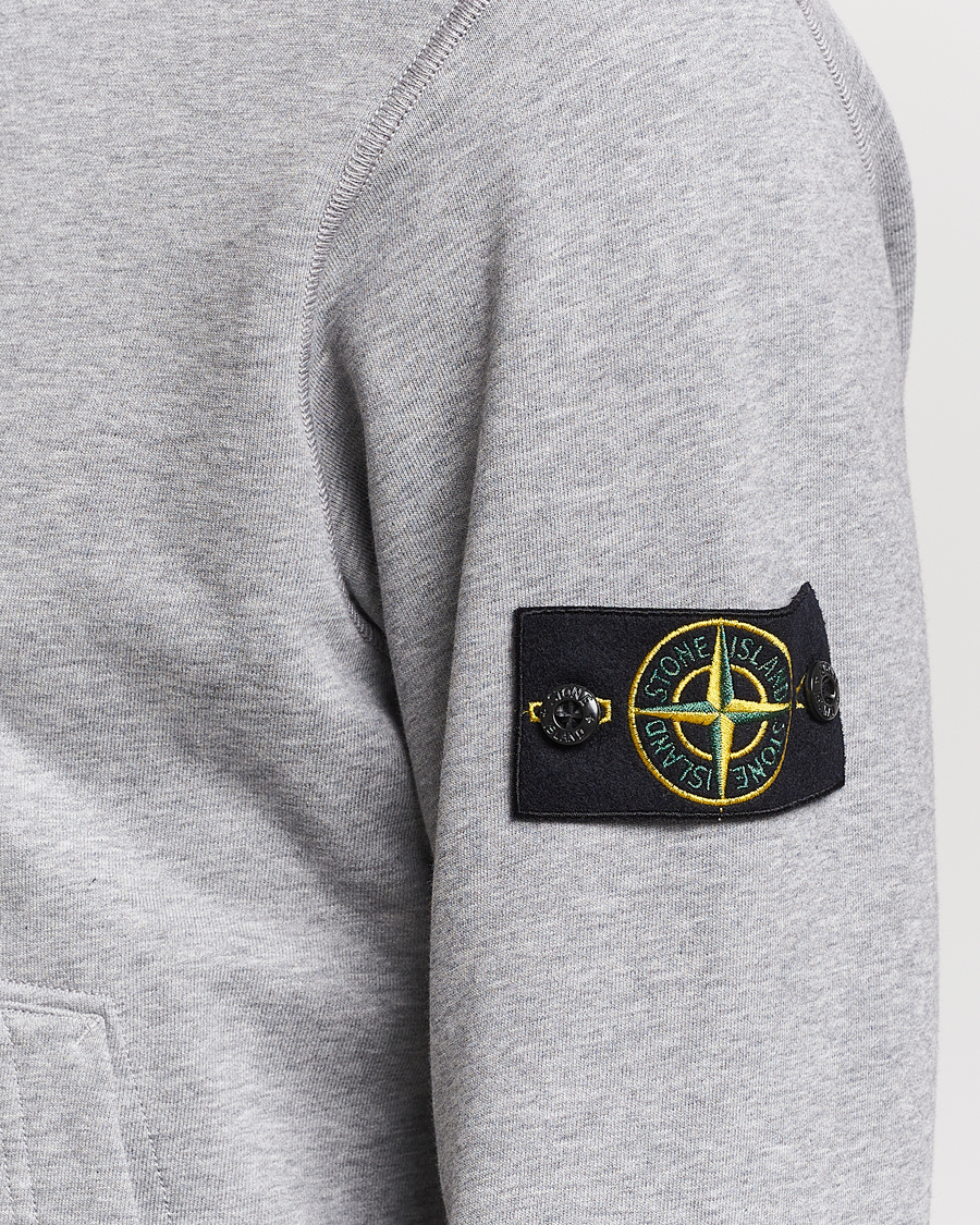 Herren | Pullover | Stone Island | Garment Dyed Cotton Fleece Full Zip Hood Melange Grey