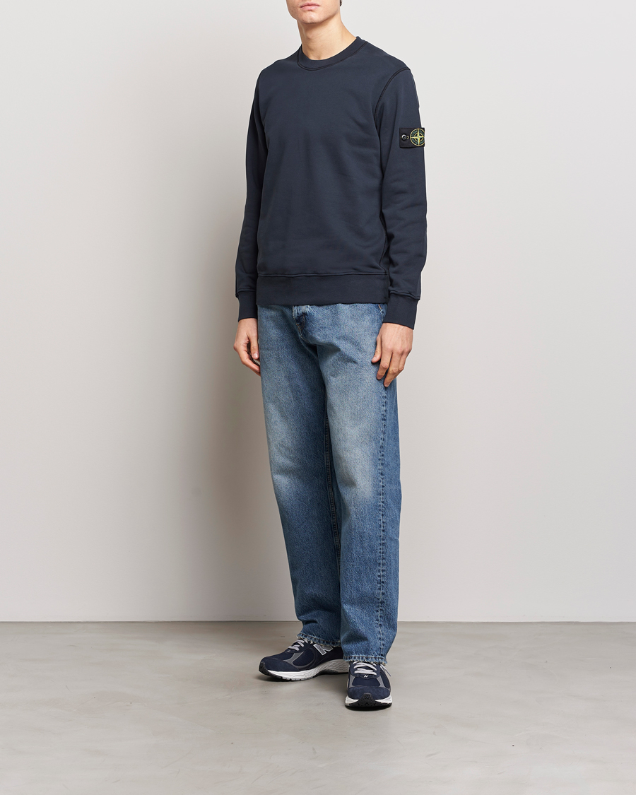 Herren | Pullover | Stone Island | Garment Dyed Cotton Sweatshirt Navy Blue