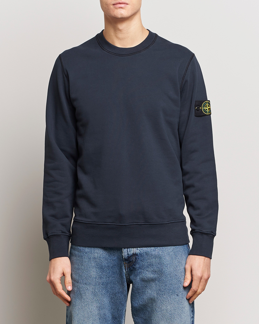 Herren | Pullover | Stone Island | Garment Dyed Cotton Sweatshirt Navy Blue